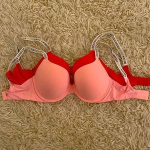 VICTORIA’S SECRET red and pink push up 2 bra set